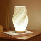 Tischlampe LED Gerippt Wohnzimmer | Holzsockel